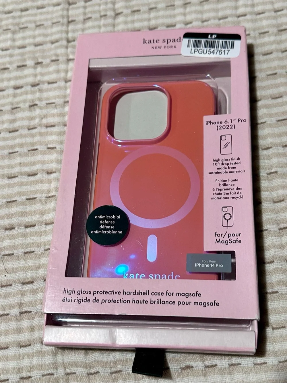 kate spade Glossy Pink MagSafe iPhone Case with Iridescent Ring